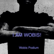 a black and white photo of a man with his arms crossed and the words i am wobis