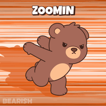 a cartoon of a teddy bear with the name zoomin written above it