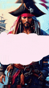 a man in a pirate costume with a skull on his hat