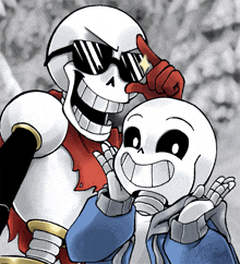 a drawing of papyrus and sans wearing sunglasses with a watermark that says ' tpmt ' on it