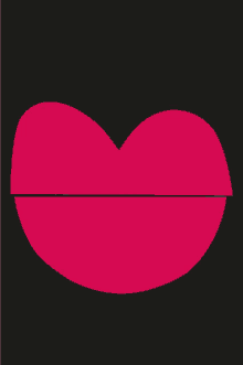 a pink heart on a black background with a line between the lips