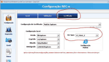 a screenshot of a nfc-e configuration page