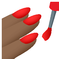 a hand with red nails and a nail brush