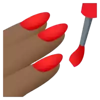 a hand with red nails and a nail brush