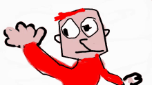 a drawing of a man in a red sweater with a s on his arm