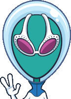 a cartoon illustration of an alien wearing sunglasses