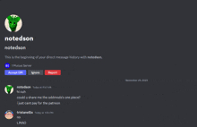 a screenshot of a discord conversation between notedson and tristanellis