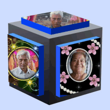 a cube with a picture of a man and a woman