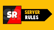 a sr server rules sign on a yellow background