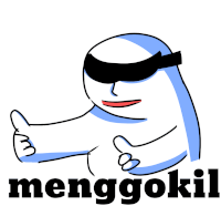 a cartoon character giving a thumbs up with the word menggokil below it