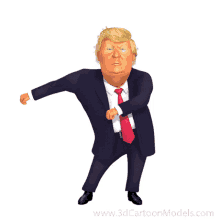 a 3d cartoon model of donald trump with a white background