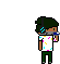 a pixel art drawing of a boy wearing a hat and sunglasses .