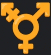 a yellow transgender symbol with a circle in the middle