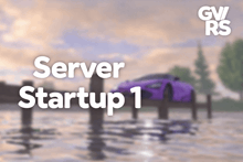 a purple car is parked on a dock with the words server startup 1 on the bottom