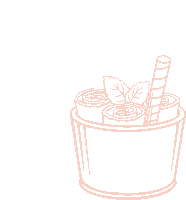 a drawing of ice cream rolls in a cup with a straw