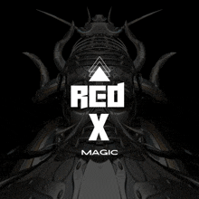 a logo for red x magic shows a samurai with horns