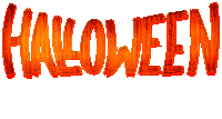 the word halloween is written in orange letters