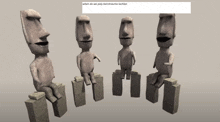 a 3d model of a group of statues with a caption that says when do we poly boretrauma lachlom