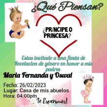 a baby shower invitation in spanish for maria fernanda and oswal