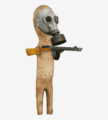 a cartoon character with a gas mask and a gun