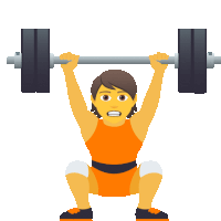 a cartoon illustration of a man squatting while lifting a barbell