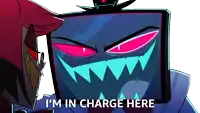 a cartoon character says i 'm in charge here next to another character