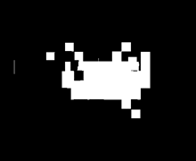 a black and white image of a maze with a few squares and lines .