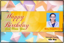 a happy birthday greeting card for mrs. sujatha km