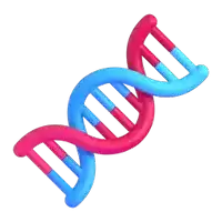 a red and blue dna molecule is shown on a white background