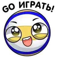 a sticker that says go играть with a smiling face