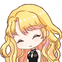 a cartoon of a girl with long blonde hair and a black dress