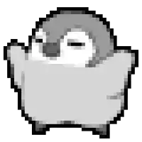 a pixel art of a penguin with its eyes closed