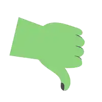 a green thumbs down sign with black nails on a white background