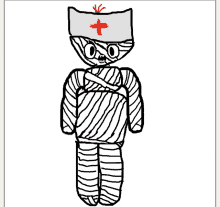 a drawing of a mummy wearing a nurse hat