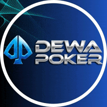 dewa poker logo on a blue background with a white border