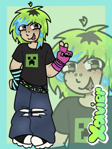 a drawing of a girl with the name xavier