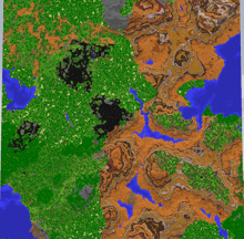 a computer generated map of a landscape with mountains and lakes