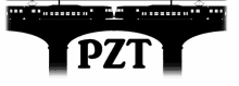 a black and white drawing of a train with the word pzt on it