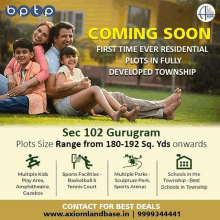 an advertisement for a coming soon residential plots in fully developed township