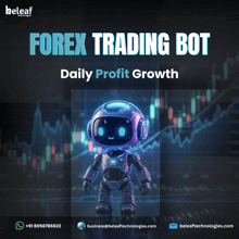 a poster for a forex trading bot shows a robot