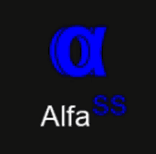 a logo for alfa ss with a blue letter a on a black background