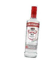 a bottle of smirnoff vodka has a red top