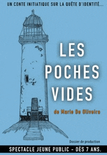 a poster for les poches vides shows a lighthouse on the cover