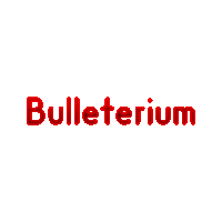 the word bulleterium is written in red on a white background