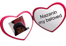 a picture of a cat inside of a heart shaped frame with the words nazarin my beloved written on it