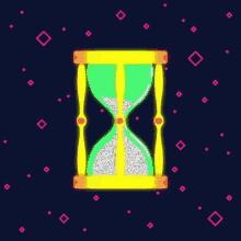 a glowing hourglass with a dark blue background