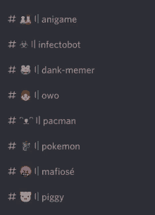 a screenshot of a discord channel with various emojis and hashtags