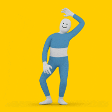 a cartoon character with a smiley face on his face is dancing