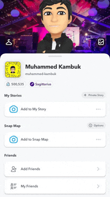 a screenshot of muhammad kambuk 's snapchat app