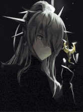 a drawing of a woman with long white hair holding a trident and smiling